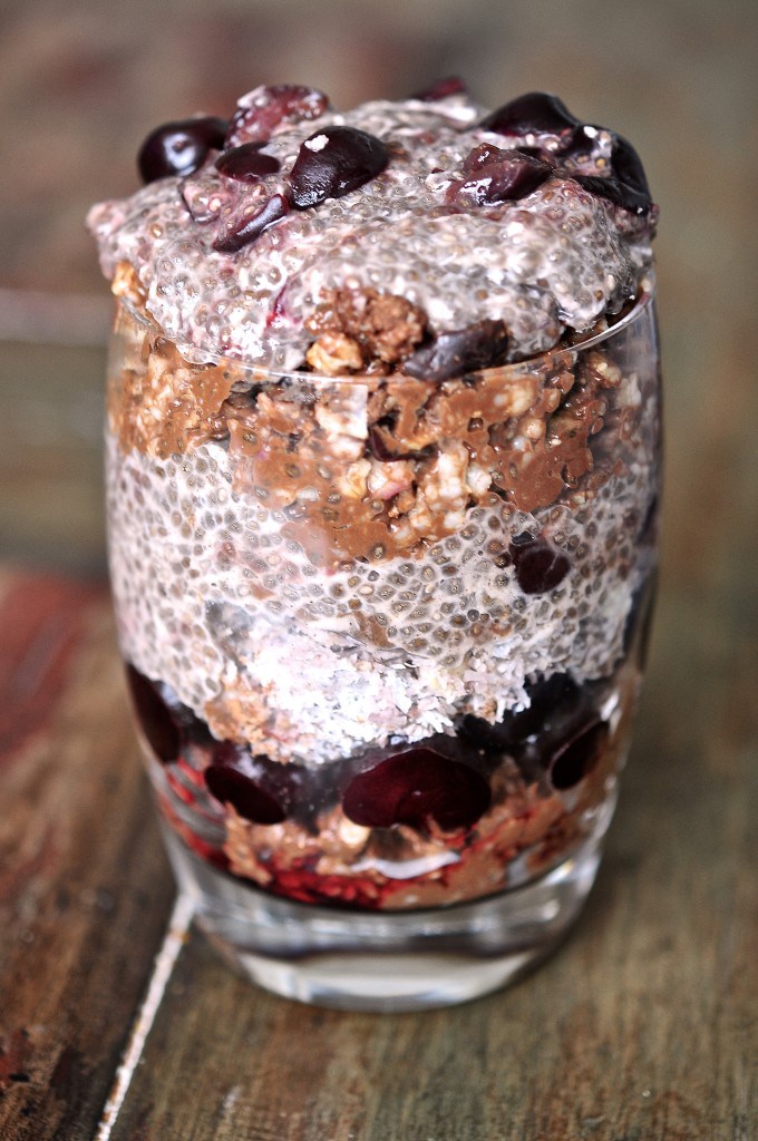 Chocolate Cherry Chia Seed Pudding Parfait