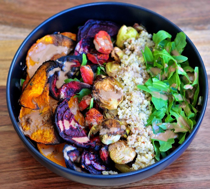 Roasted Tahini Veggie Quinoa Bowl