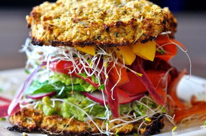 Loaded Cauliflower Bread Veggie Sandwich