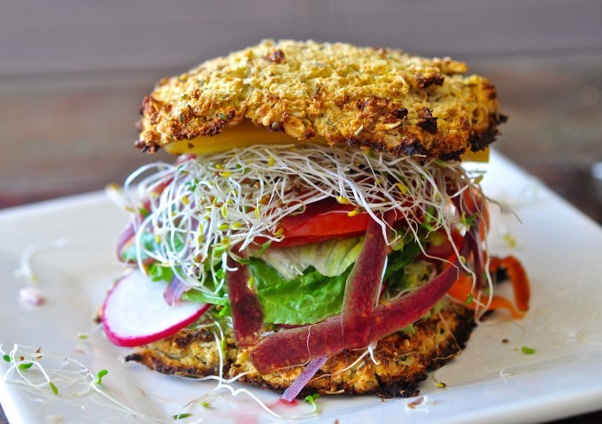 Loaded Cauliflower Bread Veggie Sandwich5